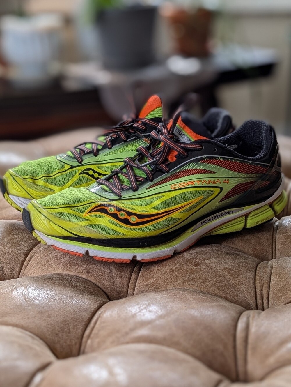 Saucony Cortana 4 Men's Running Shoes Men 10.5 Citron/Orange/Blk Power Grid Tech